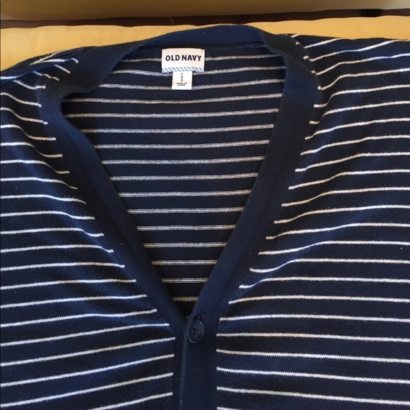 Old Navy Blue and White Striped Cardigan - Picture 3 of 4